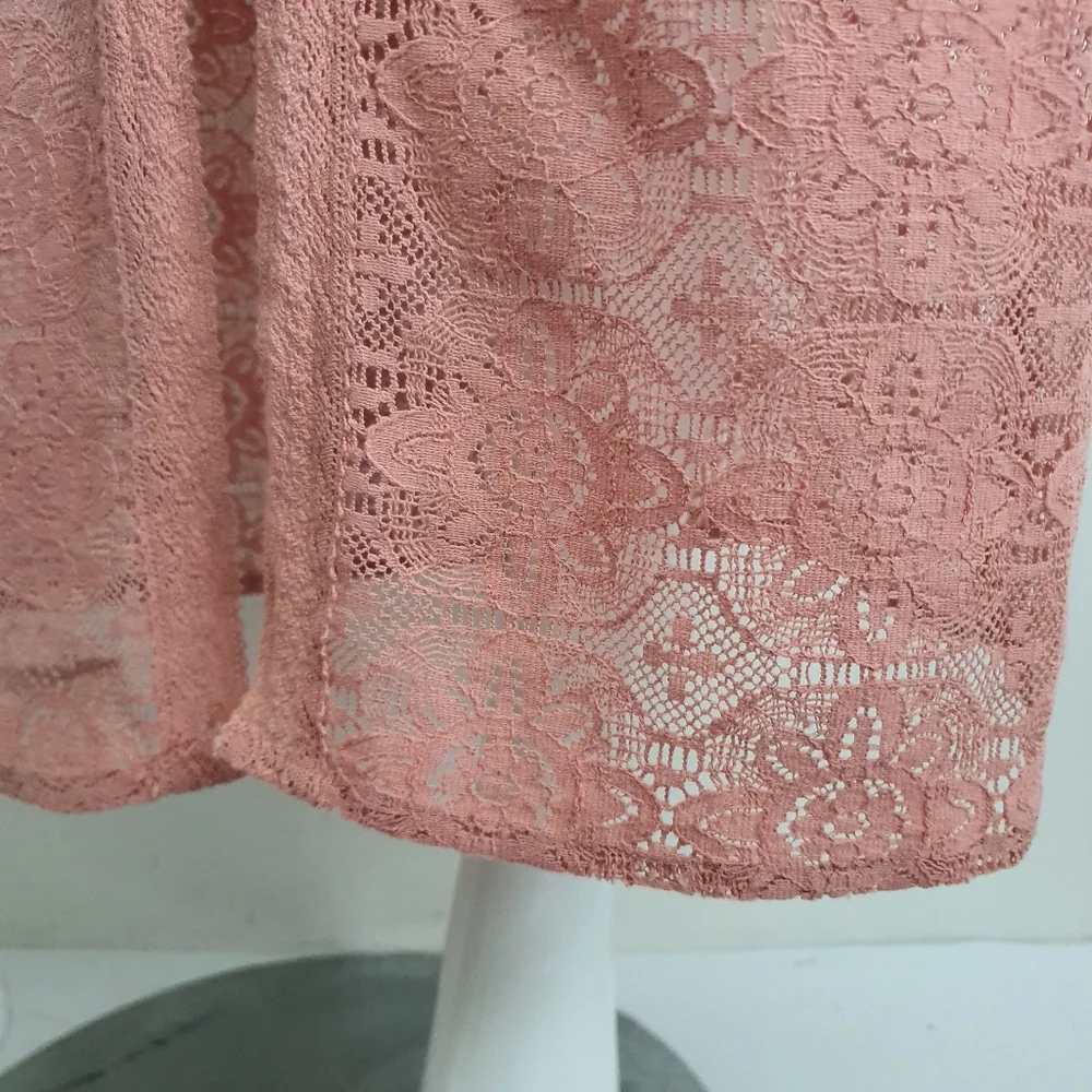 Guess Size 10 Halter Tie Back Dusty Pink Lace Maxi Dress - Picture 8 of 15